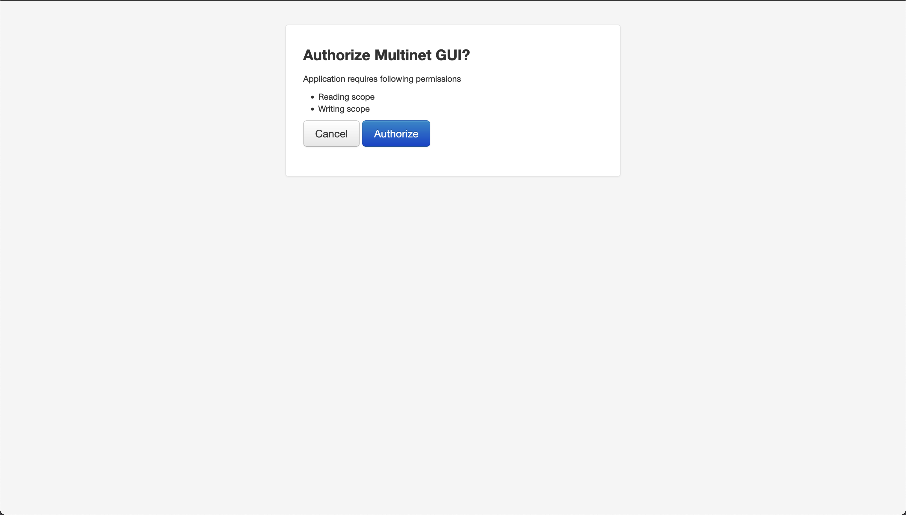Multinet authorization page